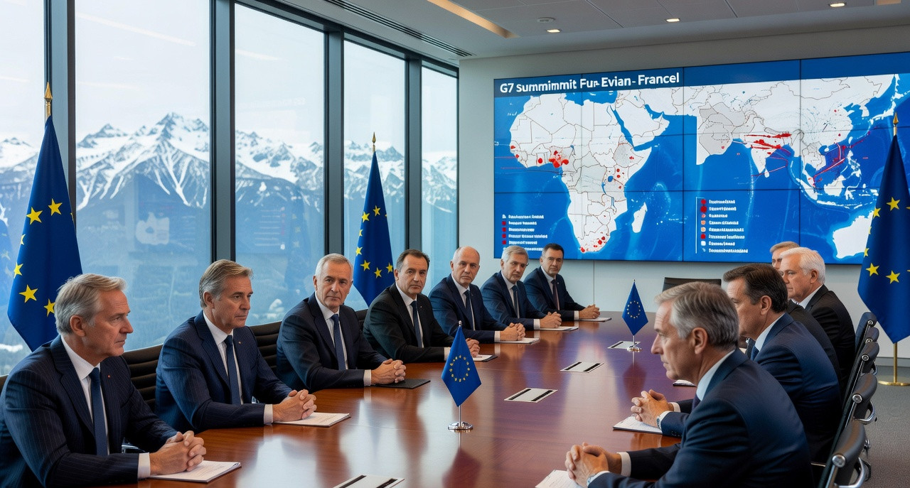 G7 d'Evian : Macron pousse pour une Europe unie face aux crises