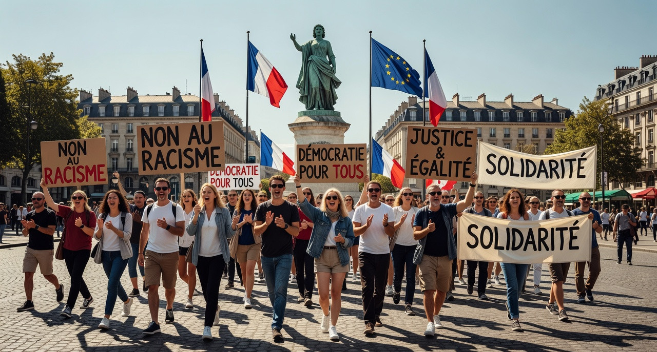 Paris : Manifestation contre le racisme et l’extrême droite sous la canicule
