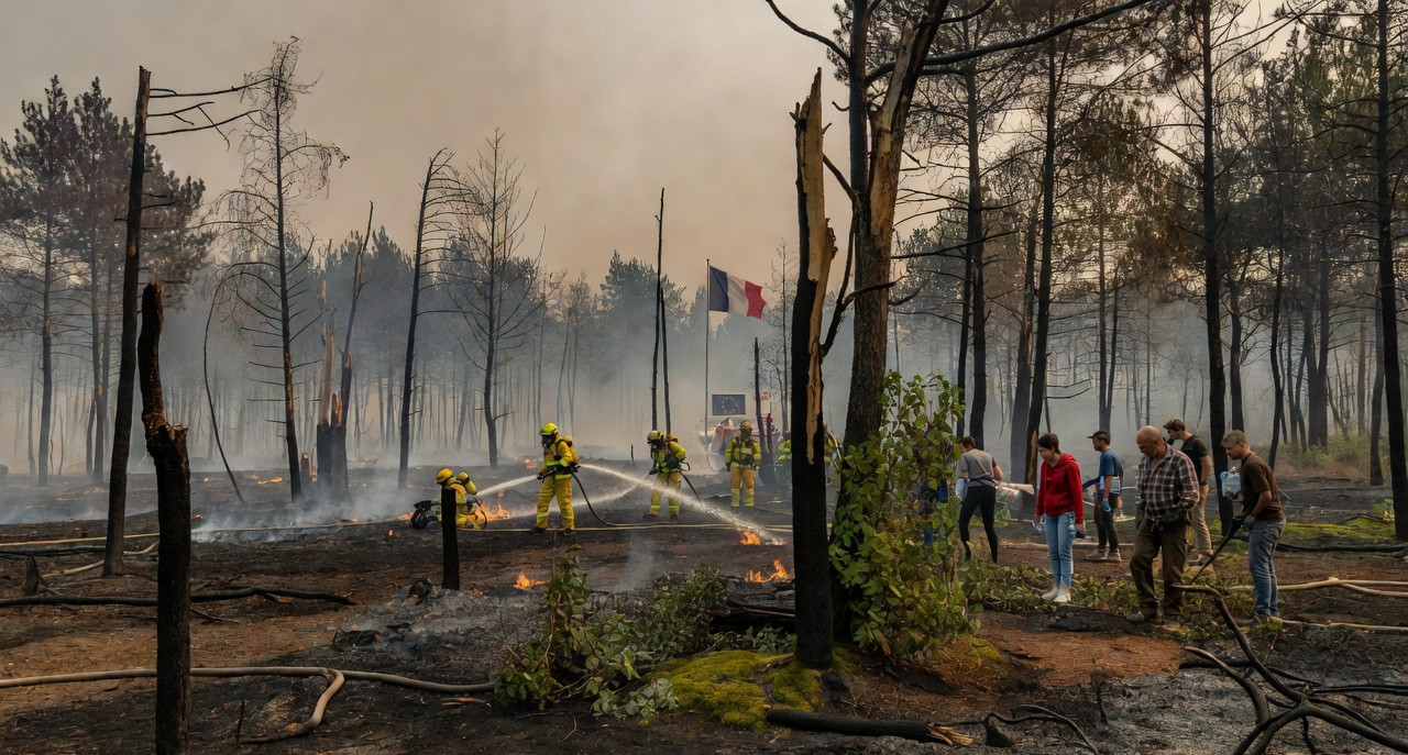 Macron en Gironde : 'La bataille sera longue et difficile' face aux mégafeux